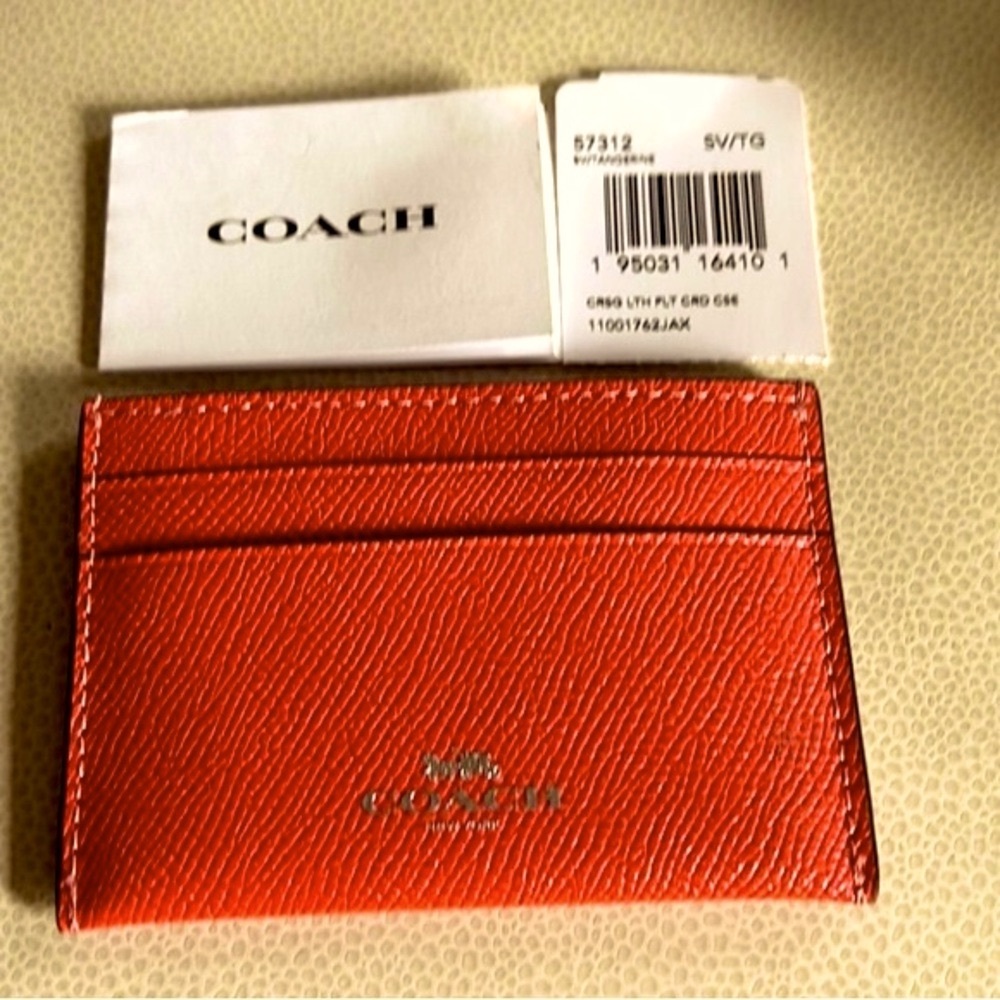 Coach Credit Card/ID Case in Tangerine Orange NWT - Picture 3 of 4